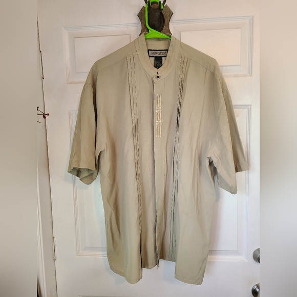 New Step Men's Caribbean Island Shirt, Size:  Large Color: Tan - Picture 5 of 16